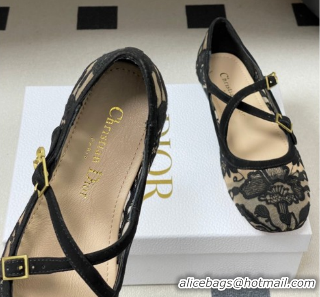 Crafted Dior Very Dior Ballet Flats in Lace Mesh Black 2026 0303012