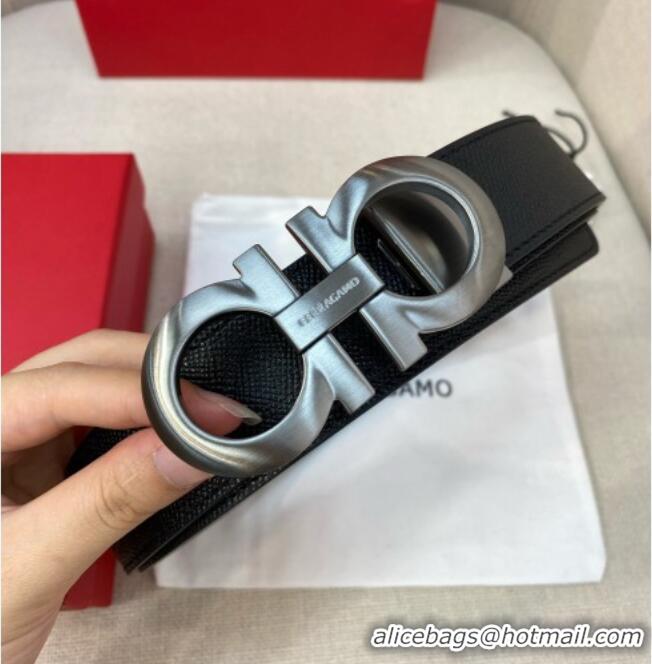 Well Crafted Ferragamo Belt 3.5cm in Reversible Palm-Grained Leather 0615 Clay Brown/Black/Brushed Gunmetal