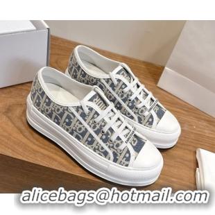 Unique Style Dior Walk'n'Dior Platform Sneakers 4.5cm in Blue Oblique Chambray Embroidery 2026 0303016