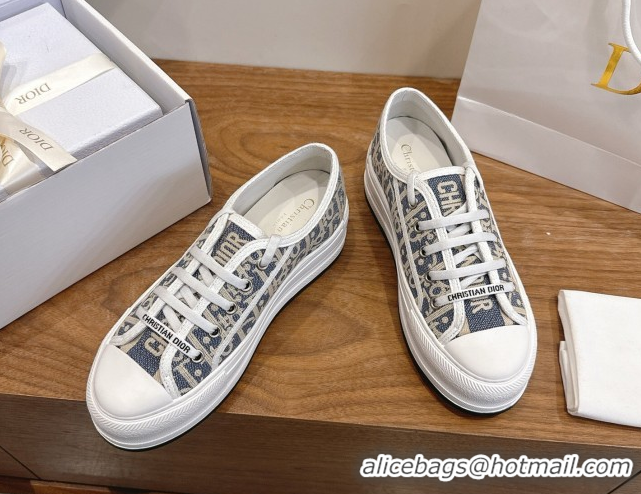 Unique Style Dior Walk'n'Dior Platform Sneakers 4.5cm in Blue Oblique Chambray Embroidery 2026 0303016
