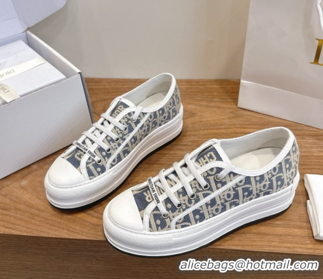 Unique Style Dior Walk'n'Dior Platform Sneakers 4.5cm in Blue Oblique Chambray Embroidery 2026 0303016