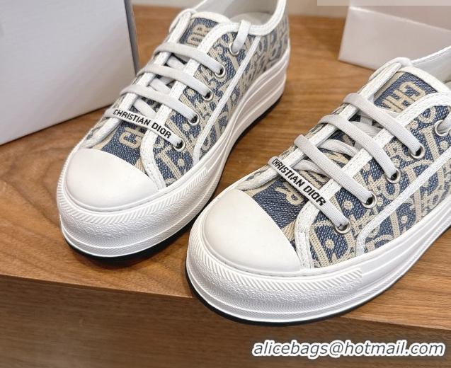 Unique Style Dior Walk'n'Dior Platform Sneakers 4.5cm in Blue Oblique Chambray Embroidery 2026 0303016