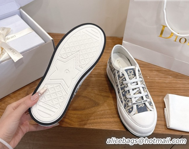 Unique Style Dior Walk'n'Dior Platform Sneakers 4.5cm in Blue Oblique Chambray Embroidery 2026 0303016