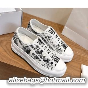 Discount Dior Walk'n'Dior Platform Sneakers 4.5cm in Embroidered Cotton White/Black 2026 0303017