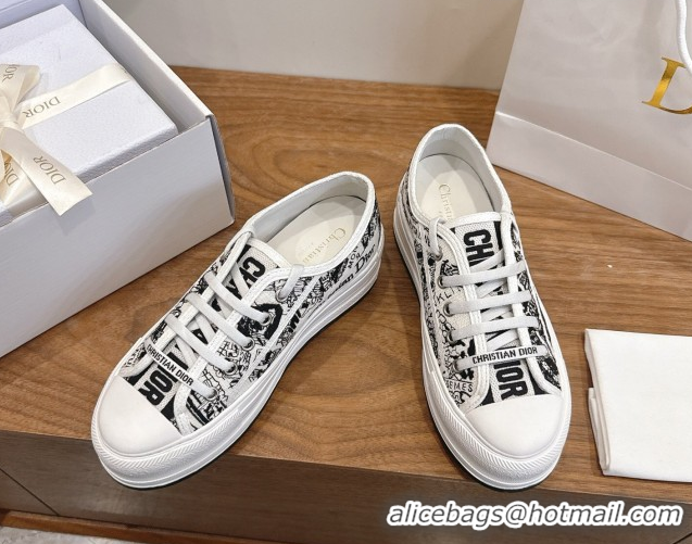 Discount Dior Walk'n'Dior Platform Sneakers 4.5cm in Embroidered Cotton White/Black 2026 0303017