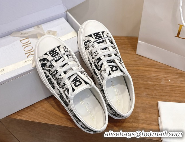 Discount Dior Walk'n'Dior Platform Sneakers 4.5cm in Embroidered Cotton White/Black 2026 0303017