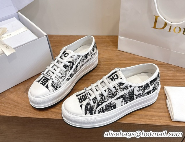 Discount Dior Walk'n'Dior Platform Sneakers 4.5cm in Embroidered Cotton White/Black 2026 0303017
