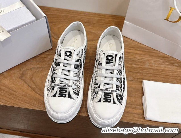 Discount Dior Walk'n'Dior Platform Sneakers 4.5cm in Embroidered Cotton White/Black 2026 0303017