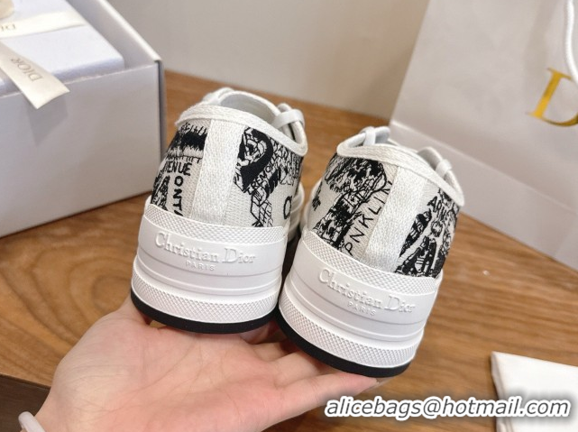 Discount Dior Walk'n'Dior Platform Sneakers 4.5cm in Embroidered Cotton White/Black 2026 0303017