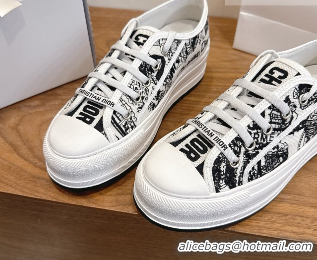 Discount Dior Walk'n'Dior Platform Sneakers 4.5cm in Embroidered Cotton White/Black 2026 0303017
