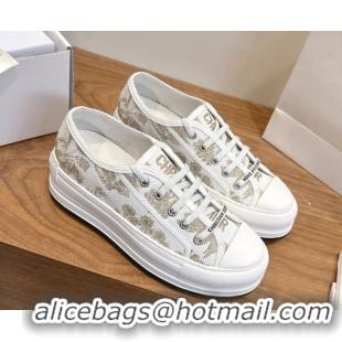 Purchase Dior Walk'n'Dior Platform Sneakers 4.5cm in Embroidered Cotton White/Gold 2026 0303018