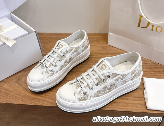 Purchase Dior Walk'n'Dior Platform Sneakers 4.5cm in Embroidered Cotton White/Gold 2026 0303018