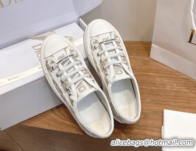Purchase Dior Walk'n'Dior Platform Sneakers 4.5cm in Embroidered Cotton White/Gold 2026 0303018