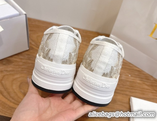 Purchase Dior Walk'n'Dior Platform Sneakers 4.5cm in Embroidered Cotton White/Gold 2026 0303018