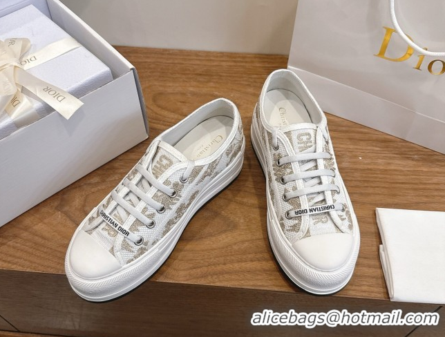 Purchase Dior Walk'n'Dior Platform Sneakers 4.5cm in Embroidered Cotton White/Gold 2026 0303018