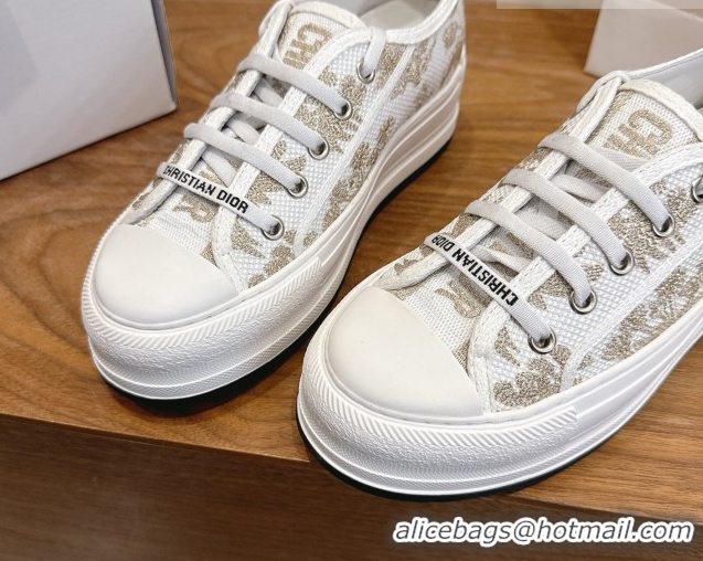 Purchase Dior Walk'n'Dior Platform Sneakers 4.5cm in Embroidered Cotton White/Gold 2026 0303018