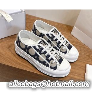 Best Price Dior Walk'n'Dior Platform Sneakers 4.5cm in Oblique Embroidered Cotton Beige/Blue 2026 0303019