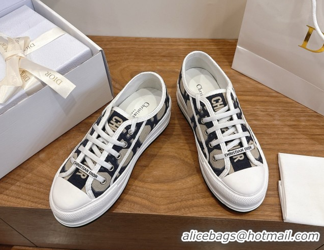 Best Price Dior Walk'n'Dior Platform Sneakers 4.5cm in Oblique Embroidered Cotton Beige/Blue 2026 0303019