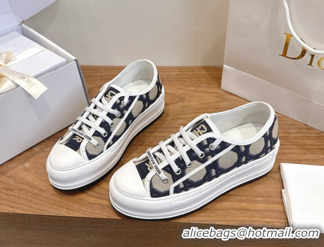 Best Price Dior Walk'n'Dior Platform Sneakers 4.5cm in Oblique Embroidered Cotton Beige/Blue 2026 0303019