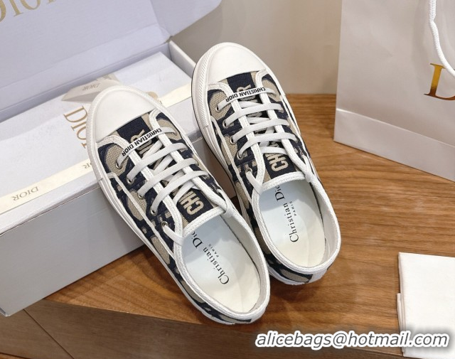 Best Price Dior Walk'n'Dior Platform Sneakers 4.5cm in Oblique Embroidered Cotton Beige/Blue 2026 0303019