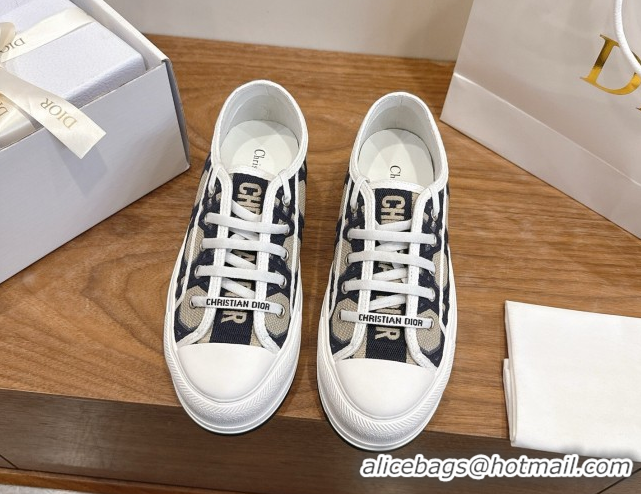 Best Price Dior Walk'n'Dior Platform Sneakers 4.5cm in Oblique Embroidered Cotton Beige/Blue 2026 0303019
