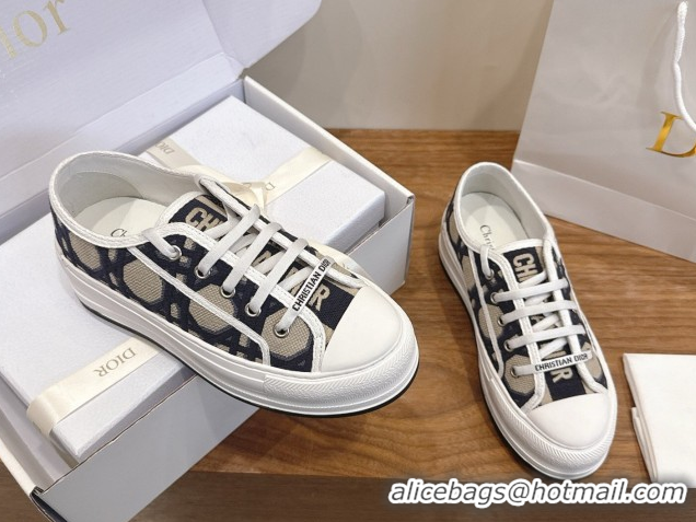 Best Price Dior Walk'n'Dior Platform Sneakers 4.5cm in Oblique Embroidered Cotton Beige/Blue 2026 0303019