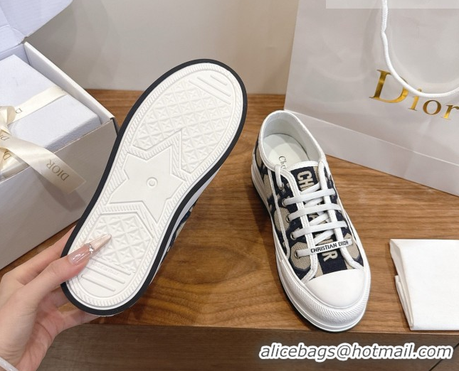 Best Price Dior Walk'n'Dior Platform Sneakers 4.5cm in Oblique Embroidered Cotton Beige/Blue 2026 0303019