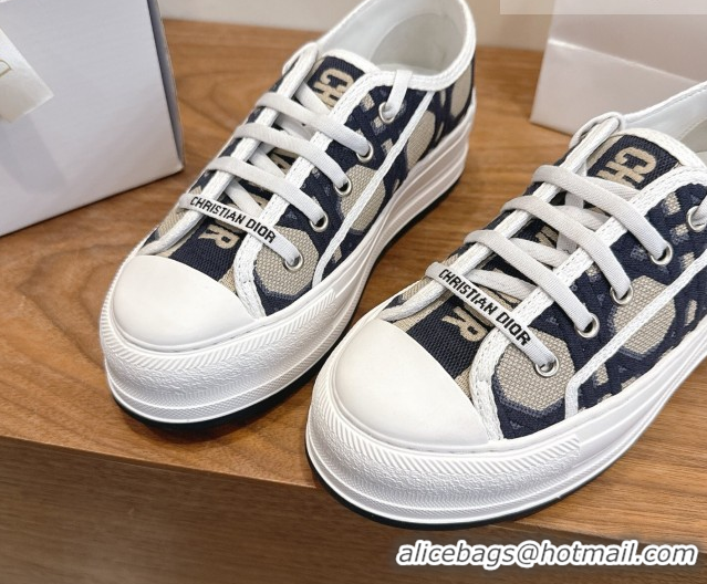 Best Price Dior Walk'n'Dior Platform Sneakers 4.5cm in Oblique Embroidered Cotton Beige/Blue 2026 0303019
