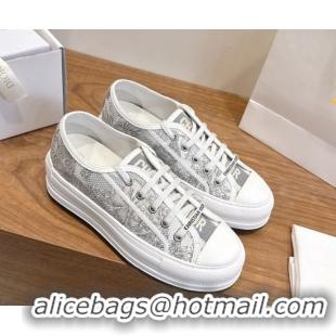Perfect Dior Walk'n'Dior Platform Sneakers 4.5cm in Embroidered Cotton Grey 2026 0303020