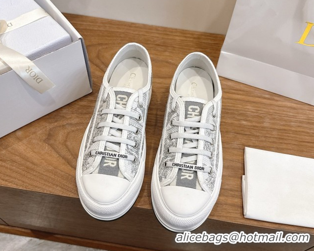 Perfect Dior Walk'n'Dior Platform Sneakers 4.5cm in Embroidered Cotton Grey 2026 0303020