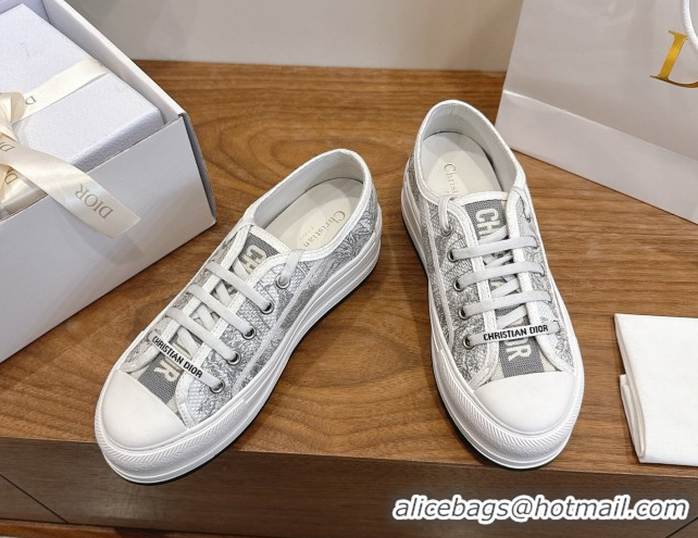 Perfect Dior Walk'n'Dior Platform Sneakers 4.5cm in Embroidered Cotton Grey 2026 0303020