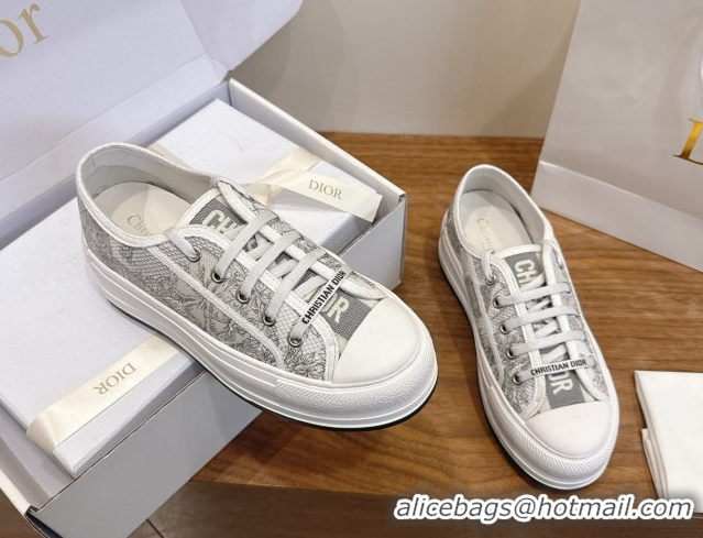 Perfect Dior Walk'n'Dior Platform Sneakers 4.5cm in Embroidered Cotton Grey 2026 0303020