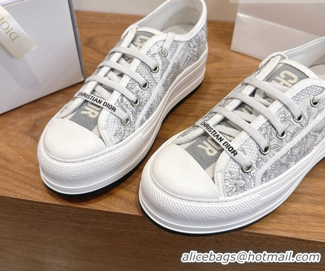 Perfect Dior Walk'n'Dior Platform Sneakers 4.5cm in Embroidered Cotton Grey 2026 0303020