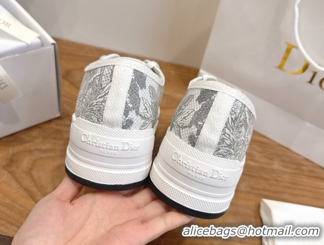 Perfect Dior Walk'n'Dior Platform Sneakers 4.5cm in Embroidered Cotton Grey 2026 0303020