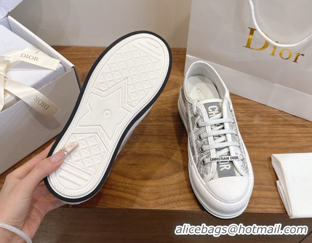 Perfect Dior Walk'n'Dior Platform Sneakers 4.5cm in Embroidered Cotton Grey 2026 0303020