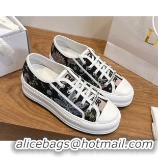 Good Quality Dior Walk'n'Dior Platform Sneakers 4.5cm in Embroidered Cotton Black/Multicolor 2026 0303021