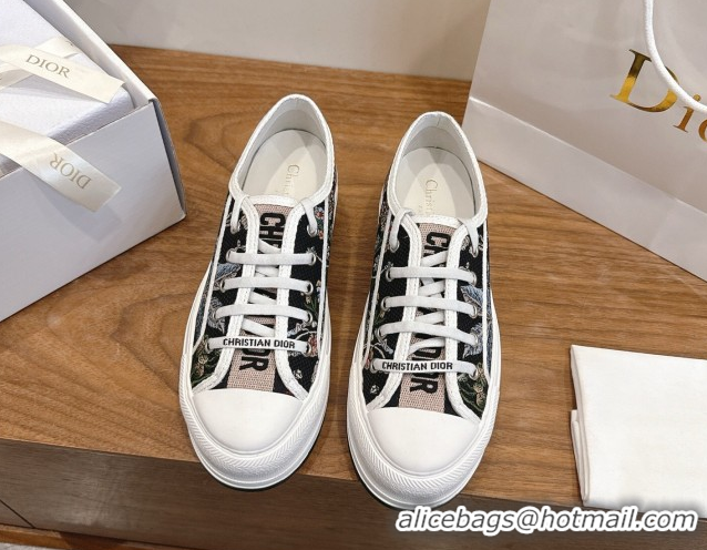 Good Quality Dior Walk'n'Dior Platform Sneakers 4.5cm in Embroidered Cotton Black/Multicolor 2026 0303021