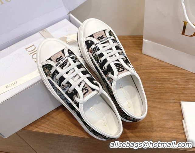 Good Quality Dior Walk'n'Dior Platform Sneakers 4.5cm in Embroidered Cotton Black/Multicolor 2026 0303021