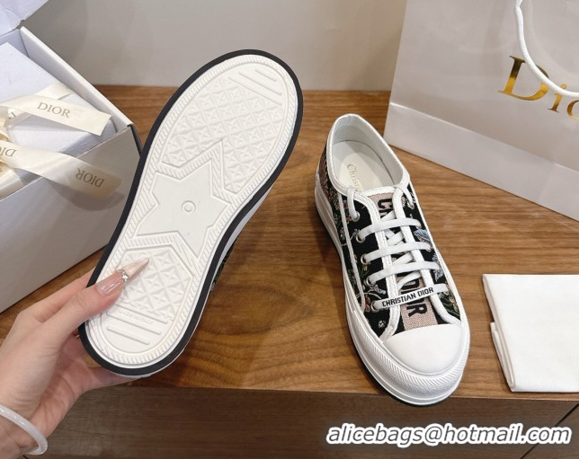 Good Quality Dior Walk'n'Dior Platform Sneakers 4.5cm in Embroidered Cotton Black/Multicolor 2026 0303021