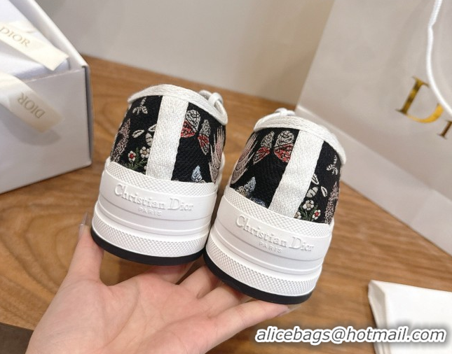 Good Quality Dior Walk'n'Dior Platform Sneakers 4.5cm in Embroidered Cotton Black/Multicolor 2026 0303021