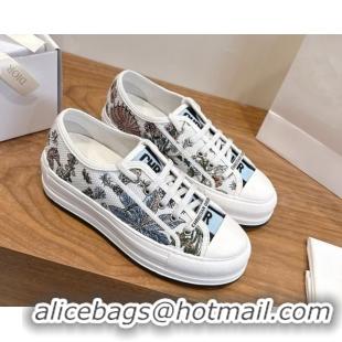 Best Grade Dior Walk'n'Dior Platform Sneakers 4.5cm in Embroidered Cotton White/Blue 2026 0303022