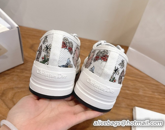 Best Grade Dior Walk'n'Dior Platform Sneakers 4.5cm in Embroidered Cotton White/Blue 2026 0303022