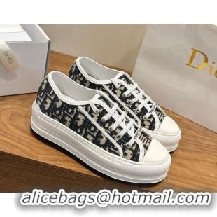 Best Product Dior Walk'n'Dior Platform Sneakers 4.5cm in Oblique Embroidered Cotton Beige/Blue 2026 0303023