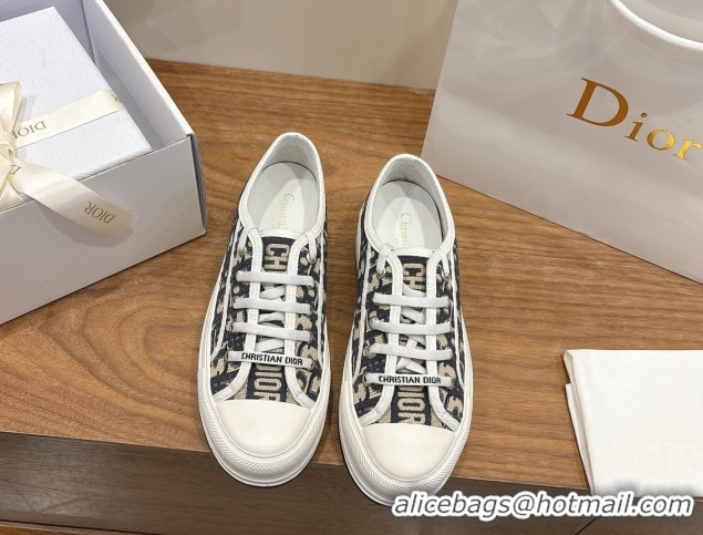 Best Product Dior Walk'n'Dior Platform Sneakers 4.5cm in Oblique Embroidered Cotton Beige/Blue 2026 0303023