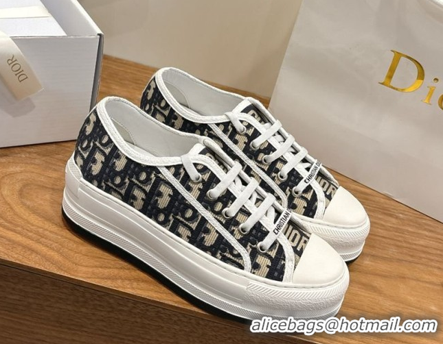 Best Product Dior Walk'n'Dior Platform Sneakers 4.5cm in Oblique Embroidered Cotton Beige/Blue 2026 0303023