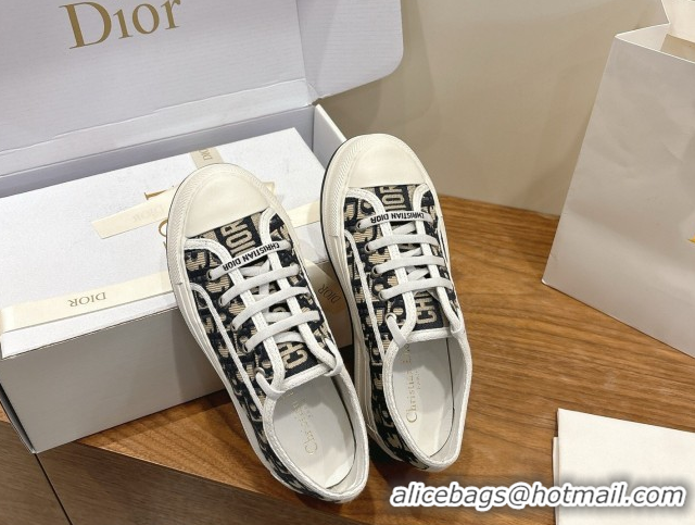 Best Product Dior Walk'n'Dior Platform Sneakers 4.5cm in Oblique Embroidered Cotton Beige/Blue 2026 0303023