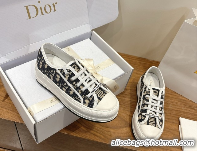 Best Product Dior Walk'n'Dior Platform Sneakers 4.5cm in Oblique Embroidered Cotton Beige/Blue 2026 0303023