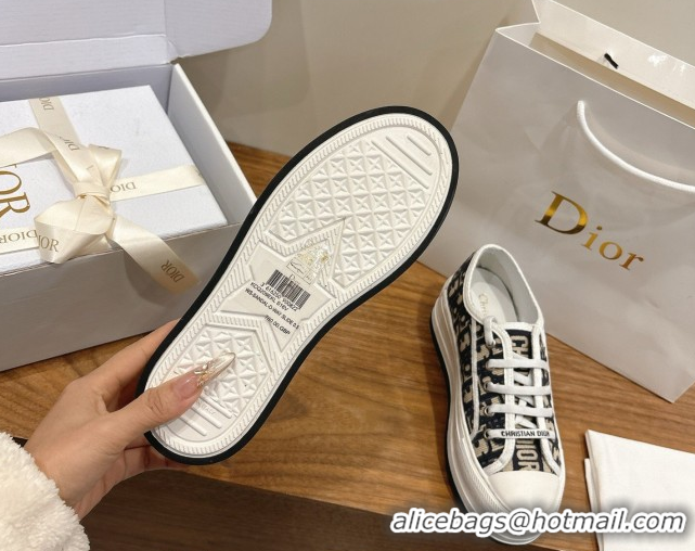 Best Product Dior Walk'n'Dior Platform Sneakers 4.5cm in Oblique Embroidered Cotton Beige/Blue 2026 0303023