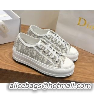 Top Grade Dior Walk'n'Dior Platform Sneakers 4.5cm in Oblique Embroidered Cotton Grey 2026 0303024