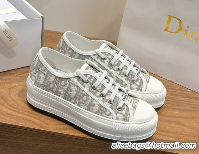 Top Grade Dior Walk'n'Dior Platform Sneakers 4.5cm in Oblique Embroidered Cotton Grey 2026 0303024